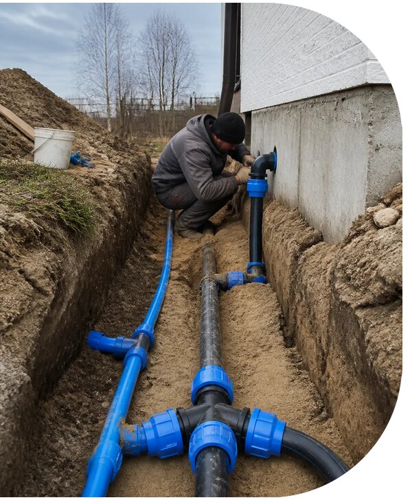 Монтаж наружного водопровода на участке под ключ в Красном Сулине
